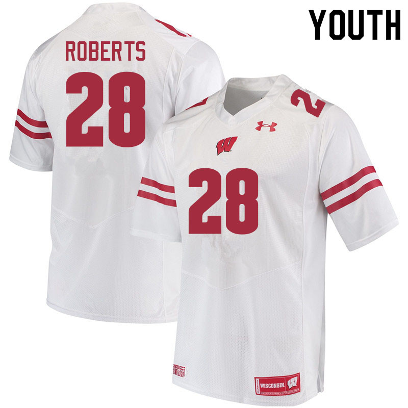 Youth #28 Antwan Roberts Wisconsin Badgers College Football Jerseys Sale-White